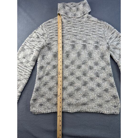 Chicos Sweater Cream Long Sleeve Silk Nylon Acrylic Blend Knit Turtleneck Size 2 - Picture 4 of 6